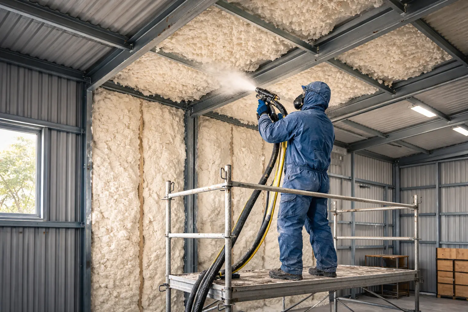 spray foam insulation applied to metal shed roof in Brisbane