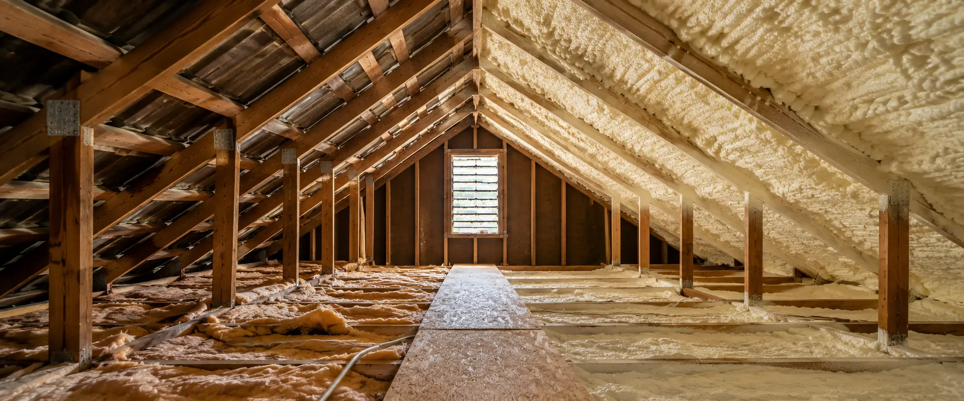 Spray foam insulation applied inside a Brisbane roof cavity showing how-long-does-spray-foam-insulation-last in real conditions